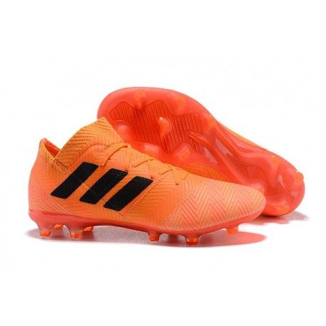 Nouvelles Crampons Foot Adidas Nemeziz Messi 18.1 FG Zeste Noir Rouge