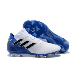 Nouvelles Crampons Foot Adidas Nemeziz Messi 18.1 FG Blanc Bleu