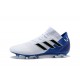 Nouvelles Crampons Foot Adidas Nemeziz Messi 18.1 FG Blanc Bleu