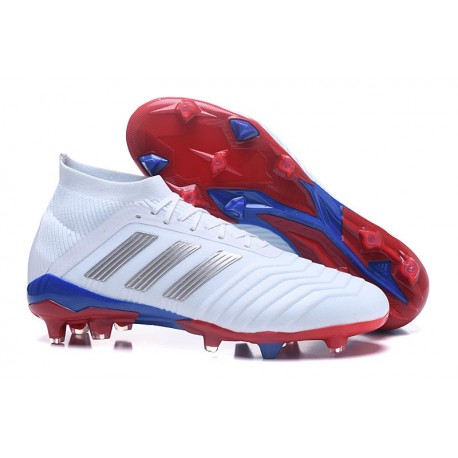 Chaussures de Football Pour Hommes - adidas Predator Telstar 18.1 FG Argent Rouge Bleu