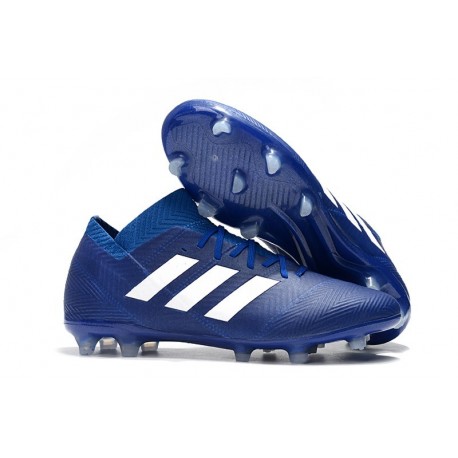 Nouvelles Crampons Foot Adidas Nemeziz Messi 18.1 FG Bleu Blanc