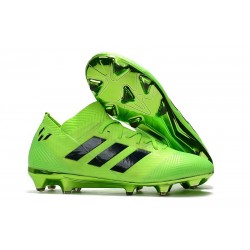 Nouvelles Crampons Foot Adidas Nemeziz Messi 18.1 FG Vert Noir
