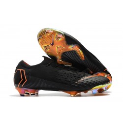 Nouveau Crampons de Football Nike Mercurial Vapor XII Elite FG Noir Orange Total Blanc