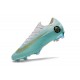 Nouveau Crampons de Football Nike Mercurial Vapor XII Elite FG Métallisé Blanc Or Bleu