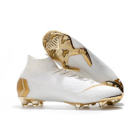 Chaussures de Foot Nike Mercurial Superfly 6 Elite FG - Or Blanc