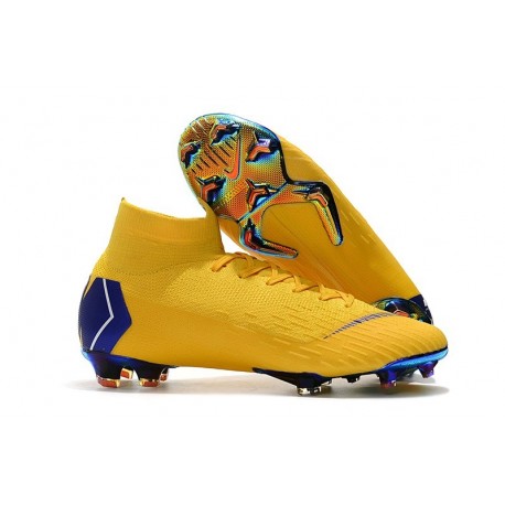 Chaussures football Nike Mercurial Superfly VI 360 Elite FG Bleu Jaune