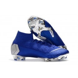 Crampons Football 2018 CR7 Nike Mercurial Superfly VI 360 Elite FG Argent Bleu