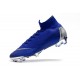 Crampons Football 2018 CR7 Nike Mercurial Superfly VI 360 Elite FG Argent Bleu