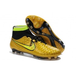 2015 Chaussures Football Magista Obra FG Pas Cher Or Volt Noir