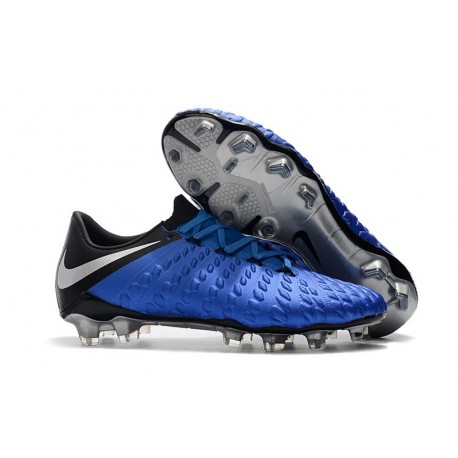 Nouveau Nike Crampons Hypervenom Phantom III FG Bleu Noir Argent