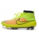 Chaussures Football Magista Obra FG - Terrain Sec - Vert Orange Rouge Noir