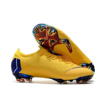 Crampons de Foot Nike Mercurial Vapor XII Elite FG pour Hommes Jaune Bleu