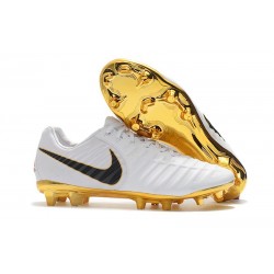 Nouveau Chaussures de Football - Nike Tiempo Legend VII FG Blanc Or Noir