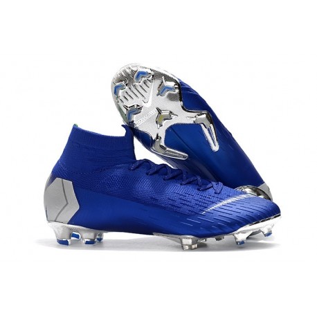 Chaussures football Nike Mercurial Superfly VI 360 Elite FG pour Hommes Bleu Argent