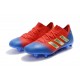 Nouvelles Crampons Foot Adidas Nemeziz Messi 18.1 FG Rouge Bleu Argent