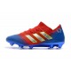 Nouvelles Crampons Foot Adidas Nemeziz Messi 18.1 FG Rouge Bleu Argent