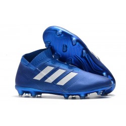 Chaussures de Football Adidas Nemeziz 18+ FG Hommes Bleu Blanc