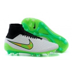 Chaussures Football Magista Obra FG - Terrain Sec - Blanc Vert Noir