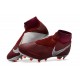 Nouvelles Chaussures de Football Nike Phantom VSN Elite DF FG Vin Rouge Argent