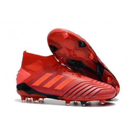 Nouveau Chaussures De Football Adidas Predator 19.1 FG Rouge Solaire Noir