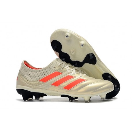 Nouvelles Crampons Football Adidas Copa 19.1 FG Blanc Cassé Rouge Solaire Noir