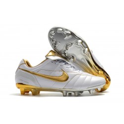 Nouveau Chaussures Football Nike Tiempo Legend VII 10R Elite FG Blanc Or