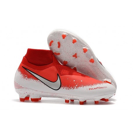 Nouvelles Chaussures de Football Nike Phantom VSN Elite DF FG Rouge Blanc Argent 